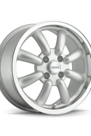 Professional Grade Konig Rewind Alloy Wheel 15x7 ET0 4x114.3 Silver Machined Lip 73.1mm C