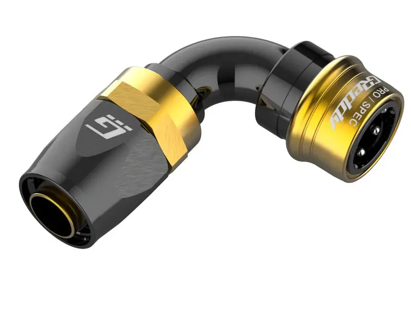 GReddy AN06 90 DEGREE ORB MALE BLACK/GOLD ANODIZED — PMD Premier Motoring Development Save Now