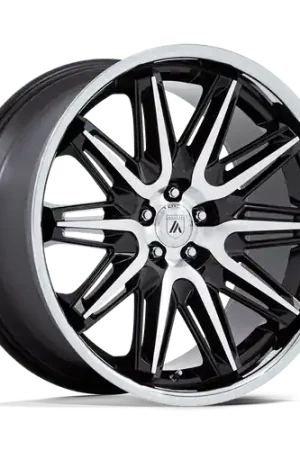 Exclusive Asanti Black AB047 IMPERATOR 5X112 22x10.5 +38 GLOSS BLACK MACHINED WITH SS LIP