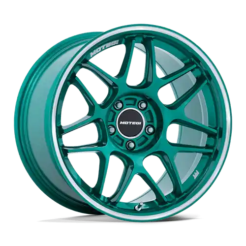 Crafted Motegi MR158 TSUBAKI 5X112 18x9.5 +35 HOKKAIDO GREEN W/ MACHINED LIP