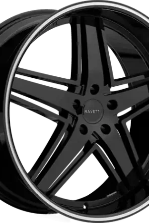 RAVETTI M6 5X108 20x8.5 +38 BLACK WITH PINSTRIPE In Demand