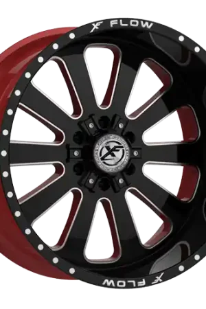 XFX Flow XFX-302 5x139.7/5x150 22x12 -44 Gloss Black & Milled With Red Inner Free Returns