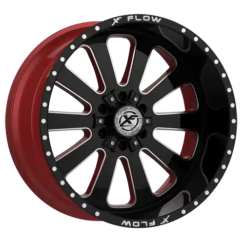 XFX Flow XFX-302 5x139.7/5x150 22x12 -44 Gloss Black & Milled With Red Inner Free Returns