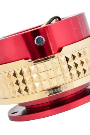 NRG Innovations Steering Wheel Hub Quick Release; Red with Chrome Gold Pyramid Ring Holiday Sale