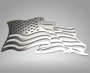 Flowing American Flag Emblem; Stainless Steel Sale