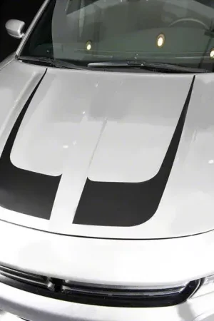Hood Accent Decals Stripes; Matte Black Special Discount