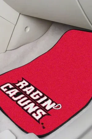Carpet Front Floor Mats with University of Louisiana-Lafayette Logo; Red Fresh Stock