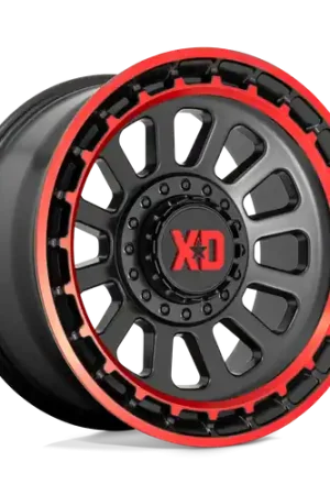 XD XD856 OMEGA 6X135/6X139.7 20X10 -18 SATIN BLACK MACHINED LIP WITH RED TINT Money Back Guarantee