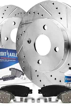 6pc Front Drilled Slotted Rotors and Ceramic Brake Pads Kit Top Pick