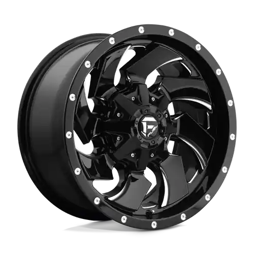 Fuel 1PC D574 CLEAVER 5X114.3/5X127 22X12 -44 GLOSS BLACK MILLED Flash Sale