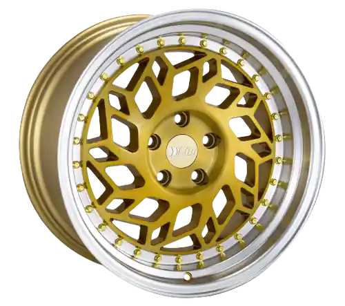 F1R R32 5x114.3 18x9.5 +35 Brushed Gold/Polish Lip Flash Sale