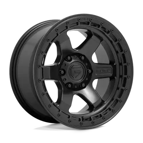 Fuel 1PC D750 BLOCK 6X139.7 18X9 -12 MATTE BLACK WITH BLACK RING Original
