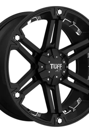 Tuff T01 5X139.7 16X8 +10 FLAT BLACK W/ CHROME INSERTS Handmade