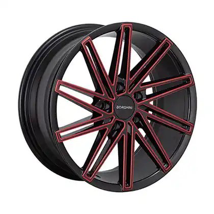 Order Now Borghini B65 Wheel 17x7.5 5x114.3 Black w/ Red Milling 38mm
