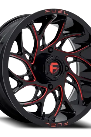 Fuel D779 Runner Atv Utv Wheel 18x7 4x137 Gloss Black Milled With Candy Red Tint 13mm - FREE T-SHIRT INCLUDED! Best Seller