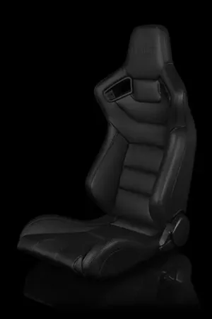 Braum Elite Series Sport Seats - Black Leatherette (Black Stitching) Pair - Universal Trusted Brand