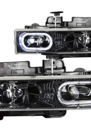 Sale ANZO 1988-1998 Chevrolet C1500 Crystal Headlights Carbon w/ Halo