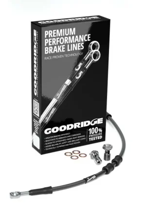 Viral Goodridge 14-15 HD XL1200CA/CP Drag Bar (w/ABS) +6in Black Brake Line Kit w/Stainless Steel Fittings