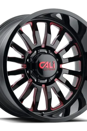 Buy Today Cast Aluminum Wheels Summit 9110 GB-RD 24x14 Red Milled Spokes Gloss Black 8 On 165.1 Bolt Pattern -76 Offset Cali Offroad Wheels