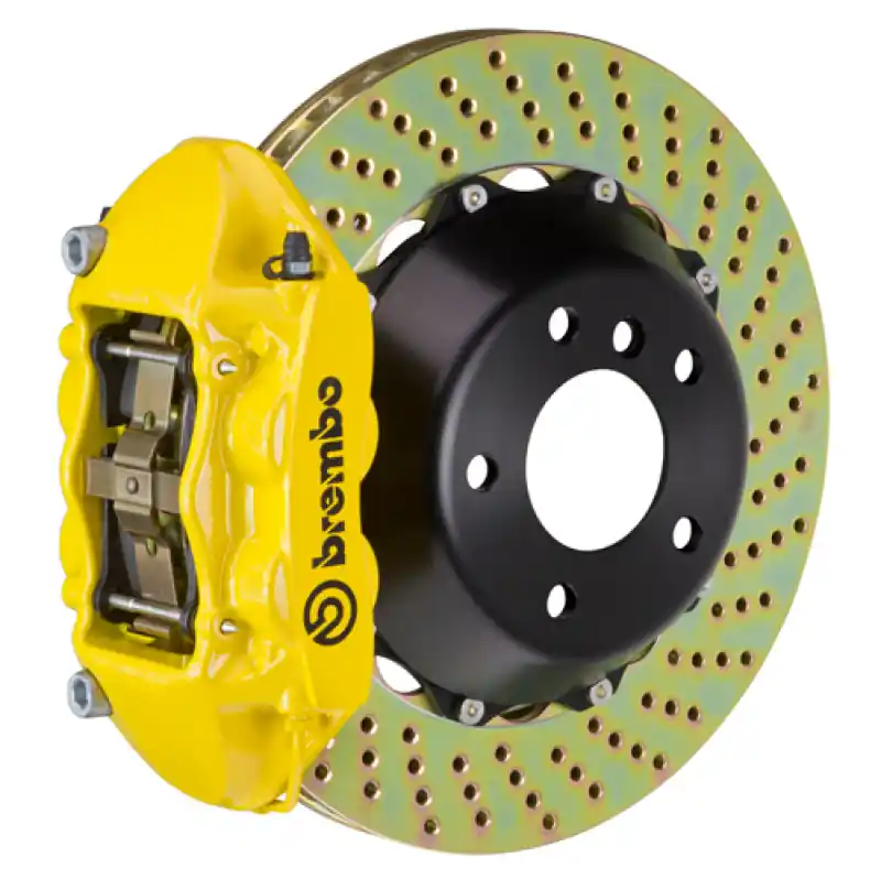 Hot Deal Brembo 07-15 Q7 (4L) Rear GT BBK 4 Piston Cast 380x28 2pc Rotor Drilled- Yellow