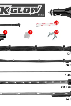 Last Chance XK Glow Single Color XKGLOW UnderglowLED Accent Light Car/Truck Kit Red - 8x24In Tube + 4x8In Strip