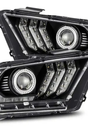 AlphaRex 10-12 Ford Mustang LUXX LED Proj Headlights Plank Style Black w/Activ Light/Seq Signal Sale