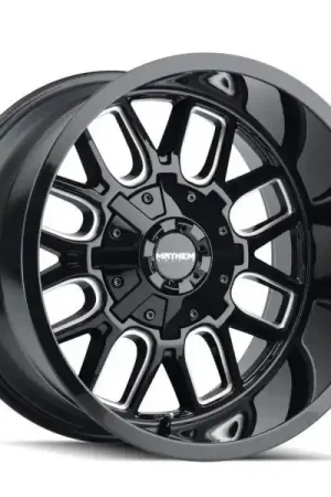 Mayhem Wheels Cogent 8107 Gloss Black Milled Spokes 22x10 -27mm Offset 6x135,6x139.7 (6x5.5) Fresh Stock