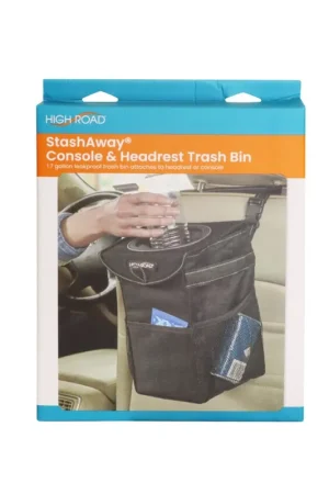 Low Price High Road Stash Away(TM) Console and Headrest Anchored Garbage Bin - HR-5567-BLK