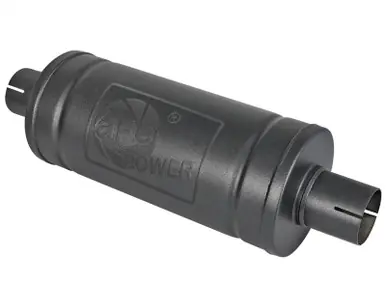 Price Cut aFe MACH Force-Xp 409 SS Muffler w/ Black finish 2-1/2in Inlet & Oulet 14in x 16in Diameter - 49M00007-B