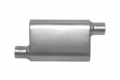 Must Have Gibson CFT Superflow Offset/Offset Oval Muffler - 4x9x18in/2.5in Inlet/2.5in Outlet - Stainless - 55172S
