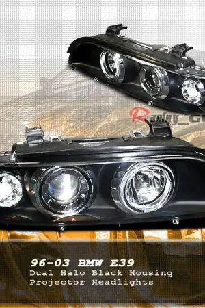 Express Delivery Black Dual Halo Projector Headlights - Clear
