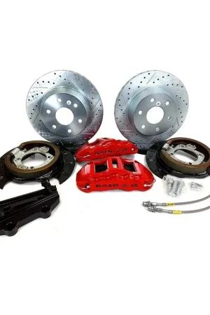 Baer Brakes 4302135FR-1 Baer Brakes 14" Extreme Rear Brake Kit, Fire Red, Slot Latest