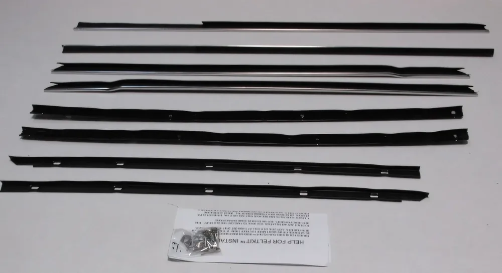 Window Sweeps Weatherstrip for 1965-1966 Ford Fullsize Sedan Black Front Rear Authentic