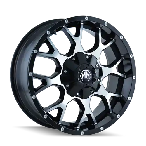 Mayhem 8015 Warrior 17x9 / 6x135 BP / 18mm Offset / 106mm Hub Black/Machined Face Wheel Professional Grade