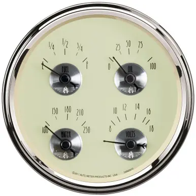 AutoMeter Gauge Quad 5in. 240 Ohm(e) to 33 Ohm(f) Elec Prestige Antq. Ivory - 2010 Big Sale