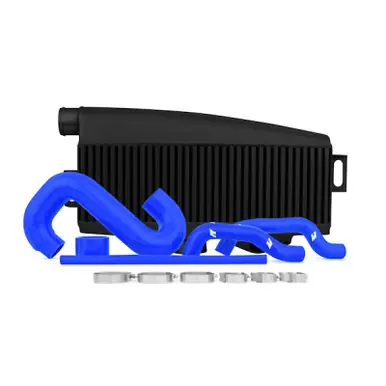 Mishimoto Subaru 02-07 WRX/04-07 STi Top-Mount Intercooler Kit - Powder Coated Black & Blue Hoses Luxury