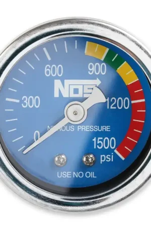 NOS Nitrous Gauge w/ Adapter Nitrous Gauge, Blue, 1-1/2" Latest