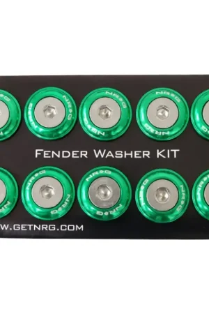 Today Only NRG NRG Fender Washer Kit w/Rivets For Plastic (Green) - Set of 10