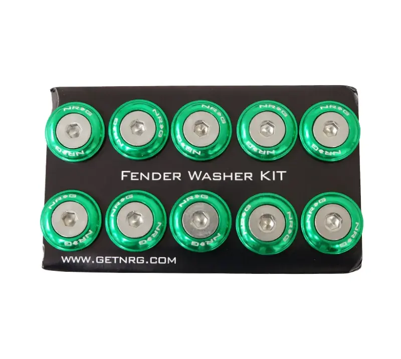 Today Only NRG NRG Fender Washer Kit w/Rivets For Plastic (Green) - Set of 10