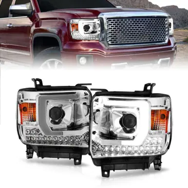 Special Offer ANZO 14-15 GMC Sierra 1500/2500HD/3500HD Plank Style Projector Headlight - Chrome Housing - 111553