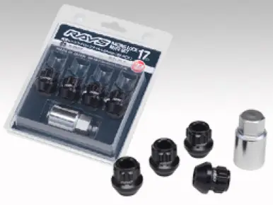 Affordable Rays M12x1.50 Short Type (L25) 17 Hex Lug Nut Set - Black - W17RN12150BL254LP