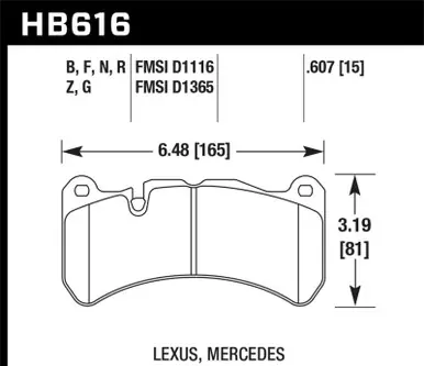 Hawk 08-09 Lexus IS-F Performance Ceramic Street Front Brake Pads - HB616Z.607 High Quality