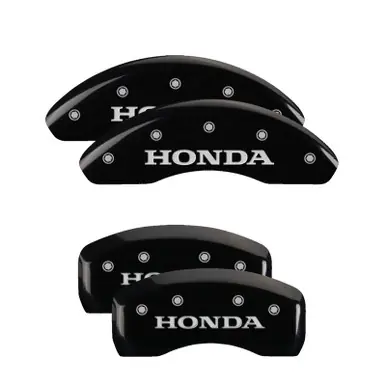 Same Day Shipping MGP Front set 2 Caliper Covers Engraved Front Honda Black finish silver ch - 20003FHONBK