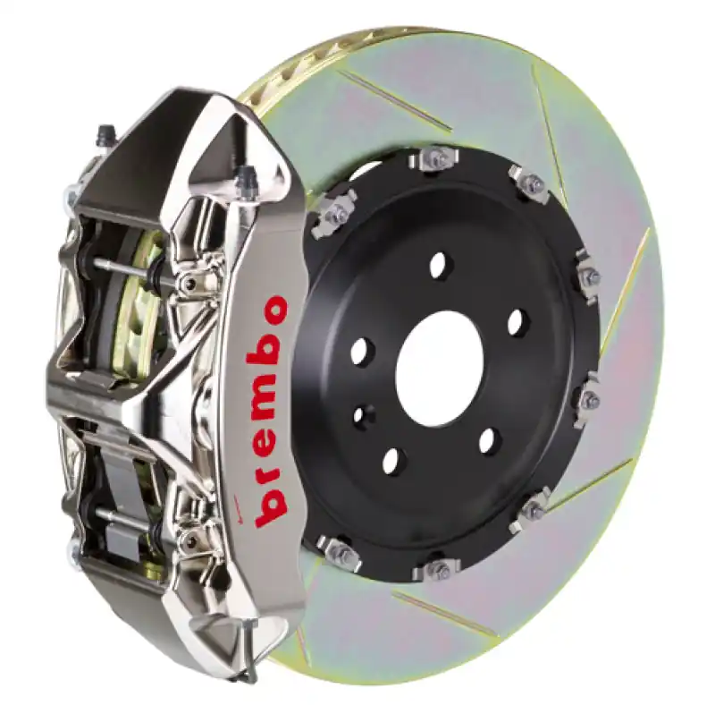 Money Back Guarantee Brembo 07-18 Wrangler/Unlimited Front GTR BBK 6 Pist Billet 380x34 2pc Rotor Slotted Type1 - Nickel
