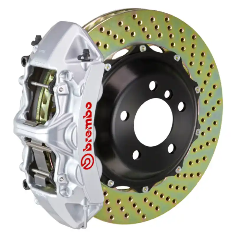 Exclusive Brembo 12-14 328i MSport Brakes Excl xDrive Fr GT BBK 6Pis Cast 380x32 2pc Rotor Drilled-Silver