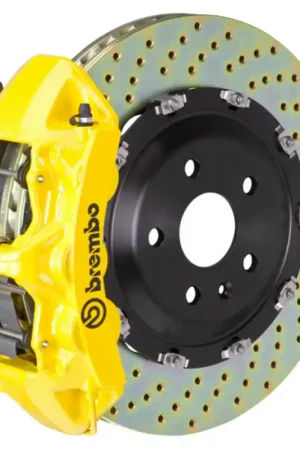 Brembo 18+ Model 3 AWD/18+ Model 3 RWD Front GT BBK 6 Piston Cast 380x34 2pc Rotor Drilled- Yellow Secure Checkout
