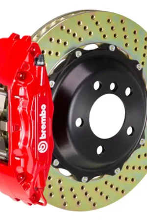 Brembo 09-12 SL550 (R230) Front GT BBK 6 Piston Cast 355x32 2pc Rotor Drilled-Red Warranty Included