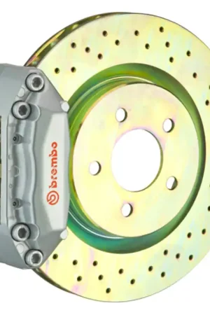 Brembo 00-04 Jetta 1.8t Front GT BBK 4 Piston Cast 2pc 323x28 1pc Rotor Drilled-Silver Limited Offer