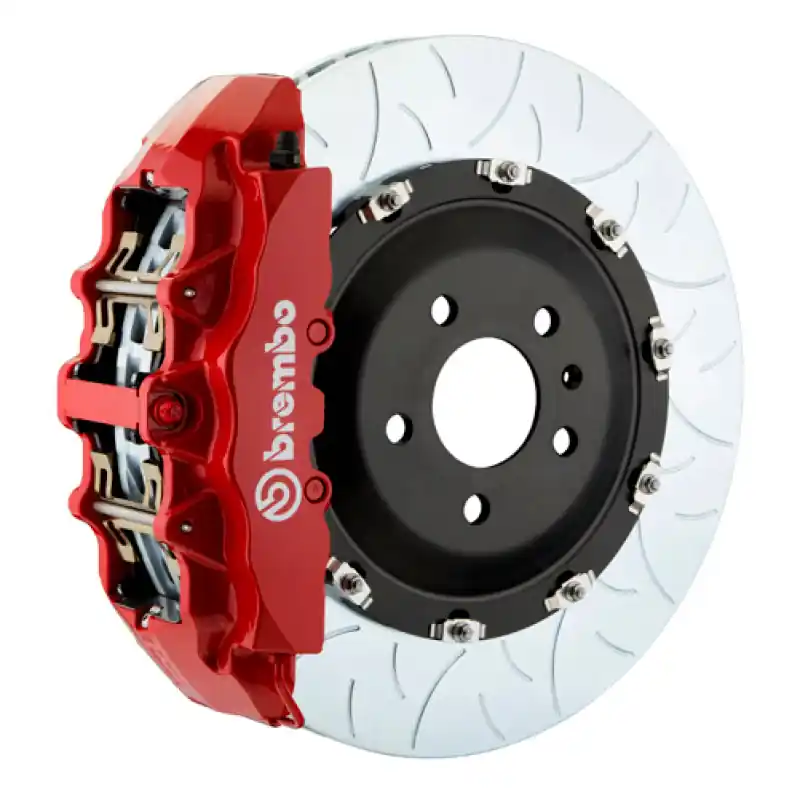 Weekend Sale Brembo 11-23 Charger w/V8 Exc AWD/SRT8 Fr GT BBK 6Pis Cast 380x34 2pc Rotor Slotted Type3-Red