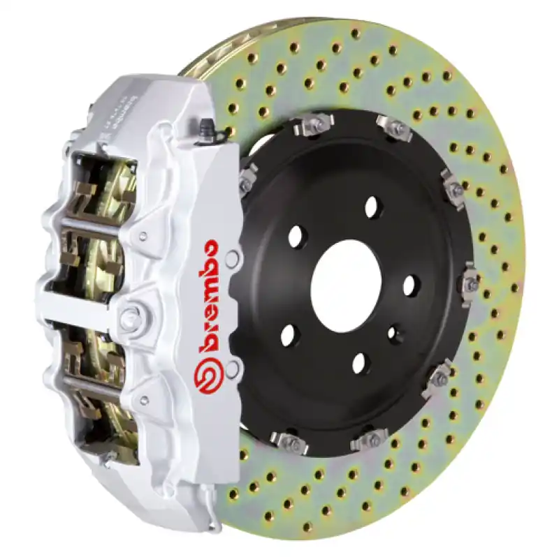 Brembo 93-98 Supra Front GT BBK 6 Piston Cast 380x34 2pc Rotor Drilled-Silver Exclusive